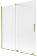 Mexen Velar parawan nawannowy 2-skrzydłowy rozsuwany 150 x 150 cm, szron, złoty szczotkowany - 896-150-000-31-55