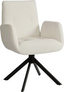 HOMCOM Fotel tapicerowany, fotel akcentowy, nowoczesny design, obrotowy, do 120 kg, kremowo-biały