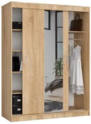 Przesuwna szafa z półkami i drążkiem dąb sonoma A9-F08