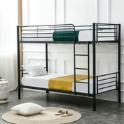 Łóżko Piętrowe Dla Dzieci 90x200 cm RODEZ Metalowe Czarne