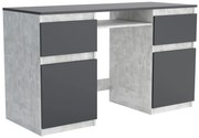 Biurko komputerowe młodzieżowe szkolne 140 cm z półką szufladami REMI2 Beton/Antracyt