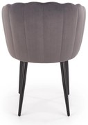 krzesło popielaty do jadalni salonu velvet tapicerowane muszla welur K386