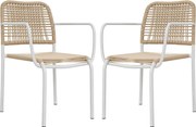 Zestaw 2 metalowych, sztaplowanych foteli ogrodowych z plecionej żywicy - Beżowy - NIOU marki MYLIA
