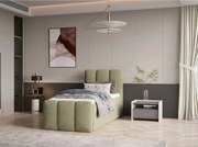 Stylowe łóżko tapicerowane KORA 90x200 cm w tkaninie CENTAUR 13 zielonej