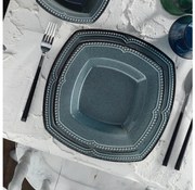 Zestaw obiadowy 24 szt niebieski/porcelana