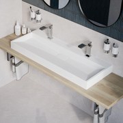 Umywalka ścienna / umywalka nablatowa BS6001120 cm - Biała - 2 otwory na baterię