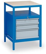 Szufladowa skrzynka narzędziowa do stołów warsztatowych GD, 3 szuflady, 1 półka, 575 x 600 x 850 mm, niebieska