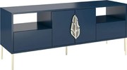 Granatowa komoda RTV Skandica MERLIN ze złotymi dodatkami