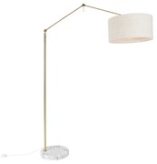 Lampa podłogowa złota z kloszem jasnoszarym 50 cm regulowana - EditorDesignerski Oswietlenie wewnetrzne