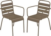 Zestaw 2 foteli ogrodowych sztaplowanych z metalu - Taupe - MIRMANDE marki MYLIA