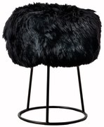 Stołek z czarnym siedziskiem z owczej skóry Native Natural, ⌀ 36 cm