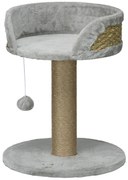 PawHut Drapak dla Kota z Łóżkiem i Koszykiem, w zestawie Zabawka, 40 cm x 40 cm x 49 cm, Szary