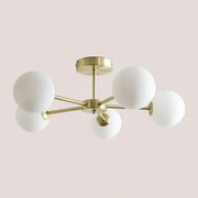 Żelazna Lampa Sufitowa Castefi Z 5 Szklanymi Kulami Złoto - Sklum