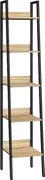 Valora BOOKCASE SONOMA 5-półkowa wąska regał na książki z płyty wiórowej ze stali