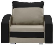 Fotel rozkładany 1 os z funkcją spania KING Kremowy/Czarny