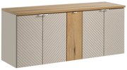 Szafka pod umywalkę nablatową VIVA CASHMERE 2D 60cmx2 kaszmirowy mat - zestaw 140cm z regałem COMAD