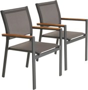 Krzesła ogrodowe aluminiowe, sztaplowane, 2 sztuki, antracyt