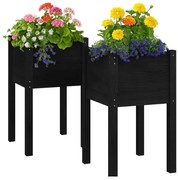 Zestaw czarnych drewnianych donic ogrodowych S5-T27