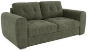 Kanapa 3-osobowa rozkładana typu express z zieloną tapicerką - Miejsce do spania 140 cm - Materac 14 cm - BOLIPO
