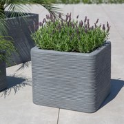 Donica ogrodowa ryflowana Kubus 38,5 x 38,5 x 33 cm szara PATIO