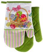 Zestaw 2 kuchennych rękawic z magnesem EASTER EGGS, biało-zielony