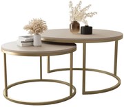 Komplet 2 stolików kawowych typu 2w1 kaszmir + złoty A0-S06