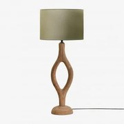 Lampa Stołowa Z Drewna Mango Gracia Drewno Mango & Szałwia Zielona Ø30 Cm - ↑25 Cm Arlina - Sklum