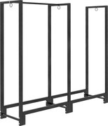 Outsunny Stojak na Drewno Kominkowe, Dwie Sekcje, Rama ze Stali Nierdzewnej, do 200 kg, 123 x 32 x 115 cm, Czarny