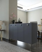 Komoda – 120 cm x 80 cm x 29,6 cm – antracyt i srebro – płyta MDF