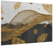 Obraz - Złote piórka (70x50 cm)