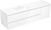 Mexen Orio szafka łazienkowa 160 cm z umywalką Otis lewą, 2S, 1D, biała połysk - 91A13-16047-3-BBFFF00-W18L00