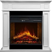 Kominek elektryczny JEFFERSON stojący z białego drewna dł. 89,5 x wys. 90,5 x gł. 28