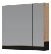 Szafka lustrzana 80cm DUESA dąb złoty czarny soft close loftowa 2-drzwiowa