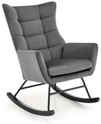 Fotel bujany BAZALTO VELVET szary HALMAR