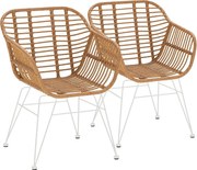 Pakiet dwóch krzeseł do jadalni lub ogrodu Elda Ratan/Biały