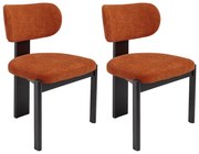 Zestaw 2 krzeseł z tkaniny z bukli i czarnego drewna kauczukowca - Terracotta - WILANA