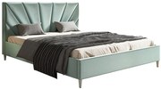 Miętowe tapicerowane łóżko 160x200 W9-S35