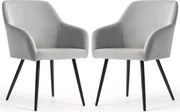 Zestaw 2 szarych krzeseł tapicerowanych welurem A5-D20