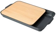 Bambusowa deska do krojenia z tacką, pojemnikiem, 37 x 24 cm