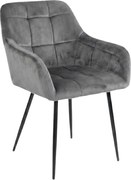 Szare krzesło jadalniane LOREN VELVET z czarnymi nogami