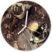 Zegar szklany okrągły Kawa