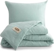 MATEX Pościel muślinowa turkusowy,140 x 200 cm, 70 x 90 cm