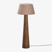 Lampa Podłogowa Z Drewna Mango Malva ↑70 Cm & Moka Brown Ø40 Cm Monaco - Sklum