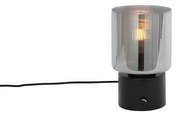 Lampa stołowa art deco czarna z przydymionym szkłem - Laura