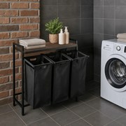 Kosz na Pranie FINN z Półką Dąb Rustykalny/Czarny Nowoczesny Loft