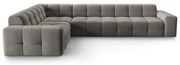 Szary aksamitny narożnik (lewostronny) Kendal – Micadoni Home