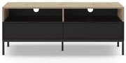 Czarna szafka pod TV w dekorze dębu 140x55 cm Marion – Marckeric