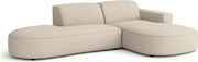 Narożnik modułowy CURSAL G prawostronny 271×166×73 cm – kremowy  Raven 24, zaokrąglone leżanki, wolnostojący