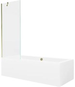 Mexen Cube wanna prostokątna 180 x 80 cm z obudową i parawanem 1-skrzydłowym 70 cm, transparent, złoty - 550518080X9507000050