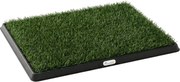 PawHut Toaleta dla psów 63 x 50,5 cm z 2 sztucznymi matami trawiastymi, łatwa w czyszczeniu toaleta dla psów na balkon, do domu Czarny+Zielony | Aosom PL